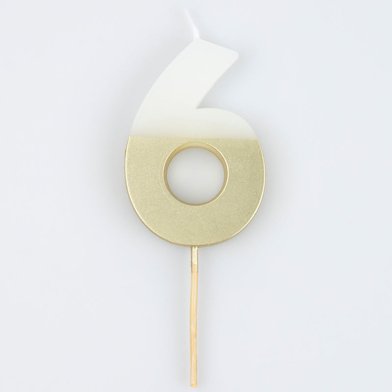 6 - Gold Dipped Number Candles