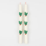 Holly Table Candles (x2)