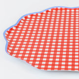 Red Gingham Dinner Plates (x8)