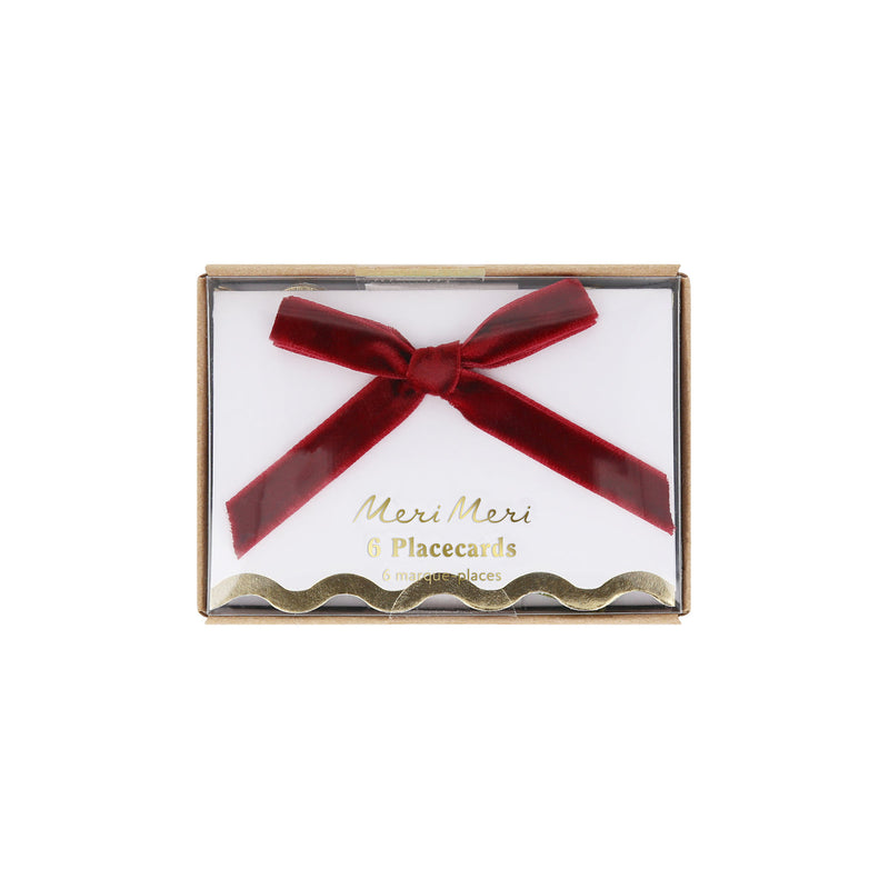 Thanksgiving Velvet Bow Place Cards (x6)