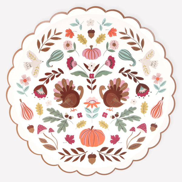 Folk Fall Dinner Plates (x8)