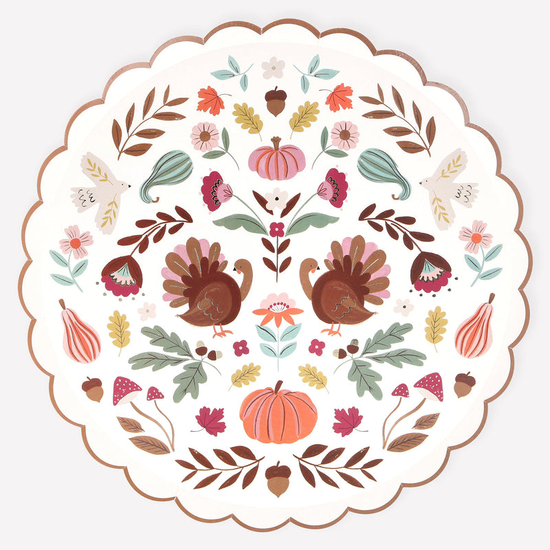 Folk Fall Dinner Plates (x8)