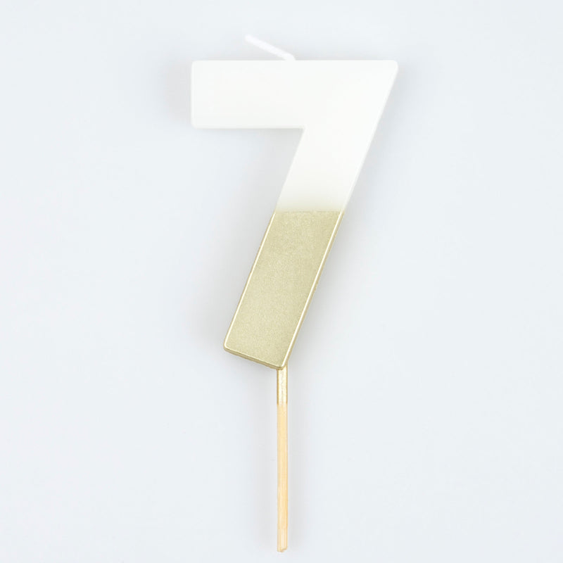 7 - Gold Dipped Number Candles