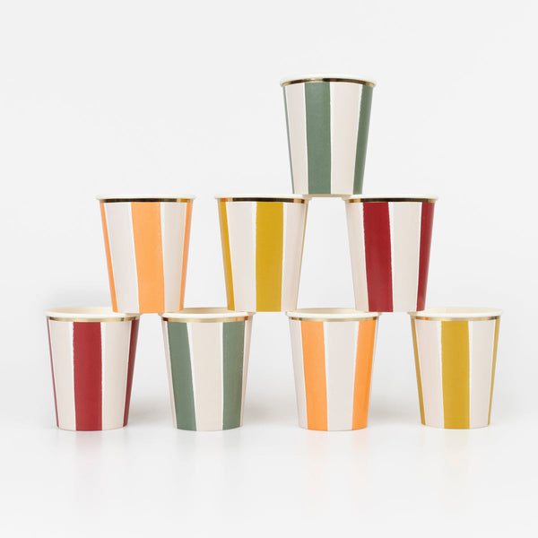 Fall Stripe Cups (x8)