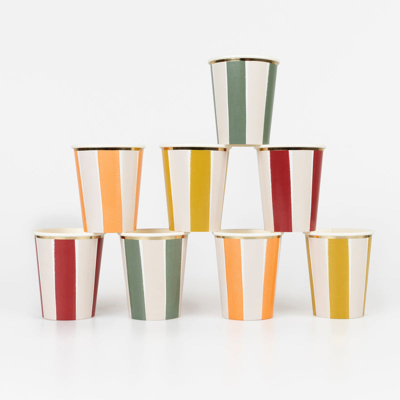 Fall Stripe Cups (x8)