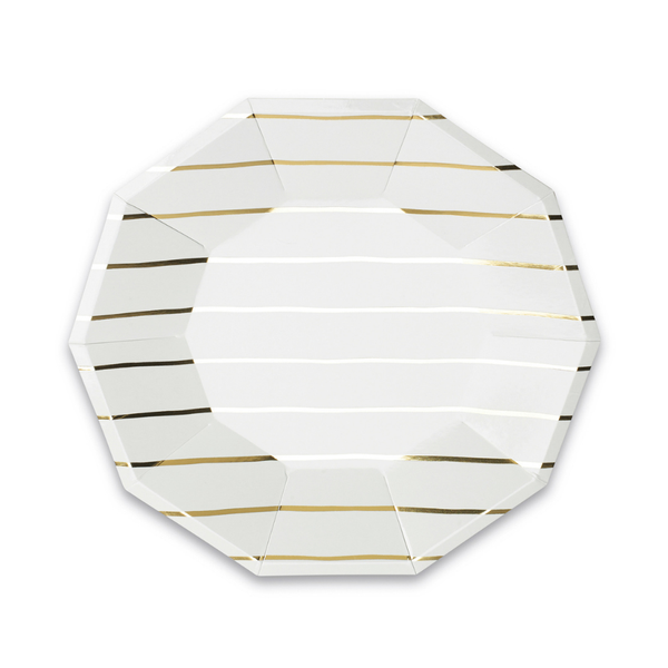 Frenchie Striped Gold - Dessert Plates - 8 Pk.
