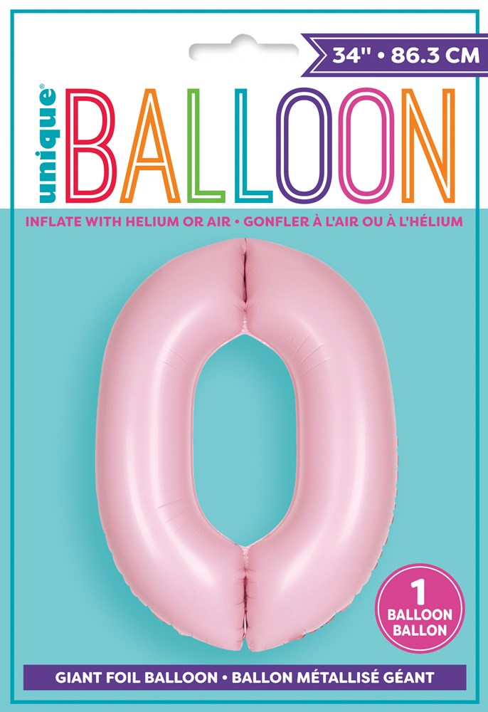 Jumbo Foil Number Balloon 34in Matte Pastel Pink 0