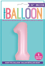 Jumbo Foil Number Balloon 34in Matte Pastel Pink 1