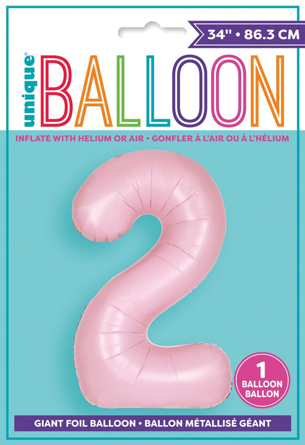 Jumbo Foil Number Balloon 34in Matte Pastel Pink 2