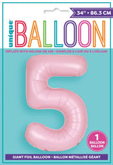Jumbo Foil Number Balloon 34in Matte Pastel Pink 5
