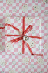 Disco Santa Claus Pink Checker Gift Wrap