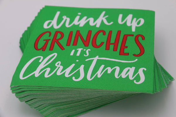 Funny Christmas Napkins | Drink Up Grinches - 20ct