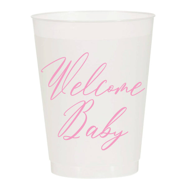 Welcome Baby Pink Shower Frosted Cups- Baby