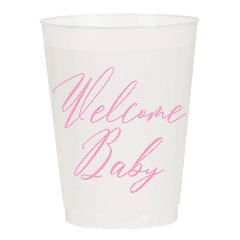 Welcome Baby Pink Shower Frosted Cups