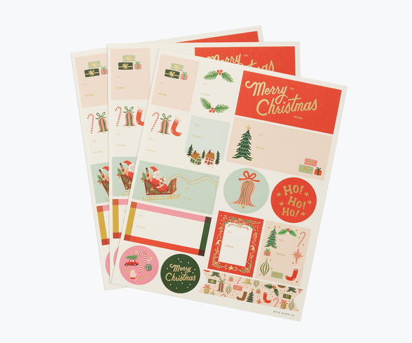 Pack of 3 Deck the Halls Stickers & Labels