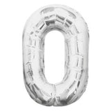 Jumbo Foil Number Balloon 34in Silver - 0