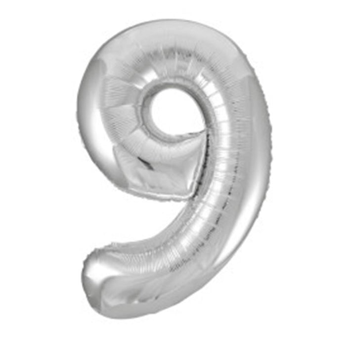 Jumbo Foil Number Balloon 34in Silver - 9