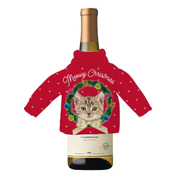 Holiday Wine Bottle Sweater | Meowy Christmas my
