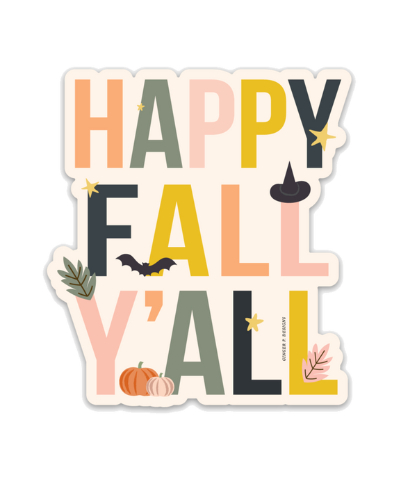 Happy Fall Y'all Vinyl Sticker