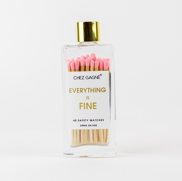 Everything is Fine - Glass Bottle Matches - Light Pink