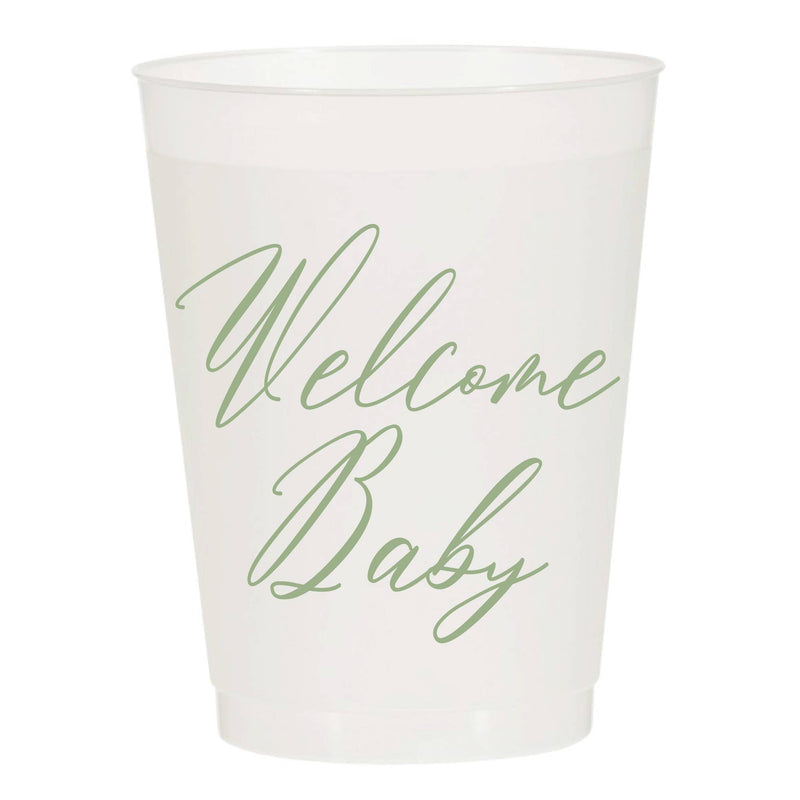 Welcome Baby Sage Green Baby Shower Frosted Cups - Baby