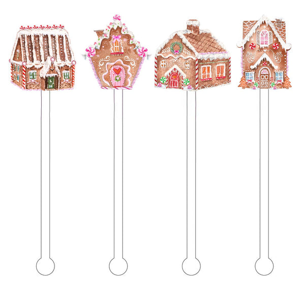 Gingerbread Village House Set Christmas Stir Sticks