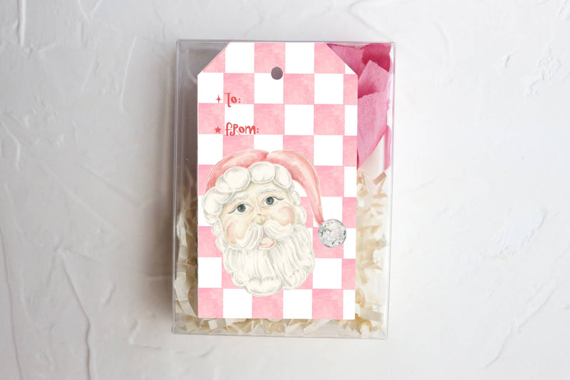 Disco Santa Checker Christmas Gift Tag