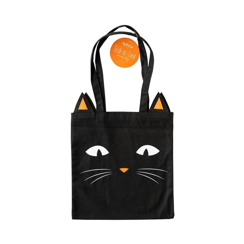 Black Cat Canvas Trick or Treat Bag