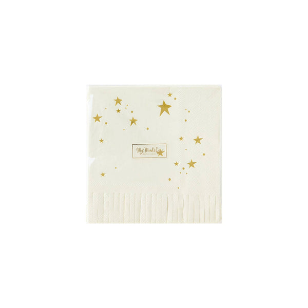 Baby Neutral Star Fringed Cocktail Napkin