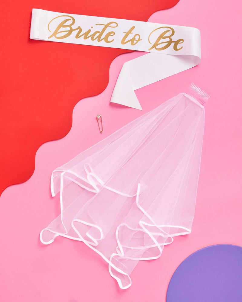 Bachelorette Party Bridal Kit Gift - Bride To Be Sash + Veil