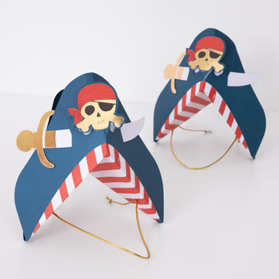 BLUE PIRATE PARTY HATS