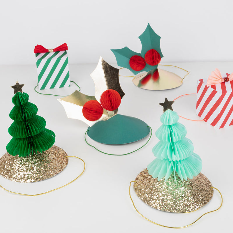 Mixed Christmas Decor Party Hats (x 6)