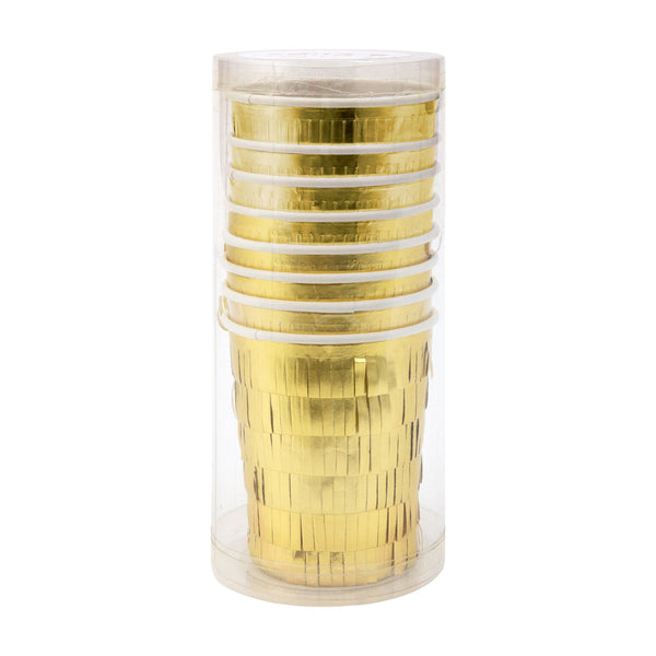 Gold Fringe Party Cups (x 8)