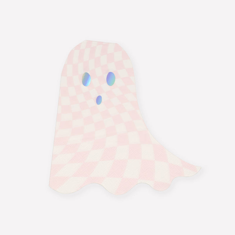 Pink Checker Ghost Napkins (x 16)