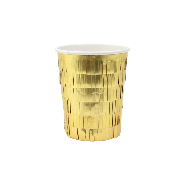 Gold Fringe Party Cups (x 8)