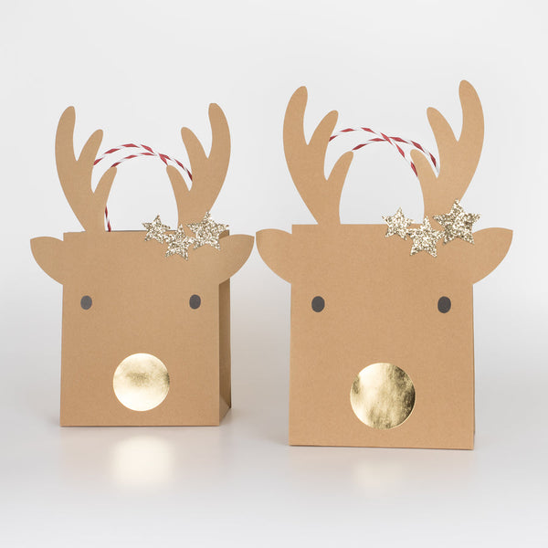 Medium Reindeer With Stars Gift Bags (x 2)